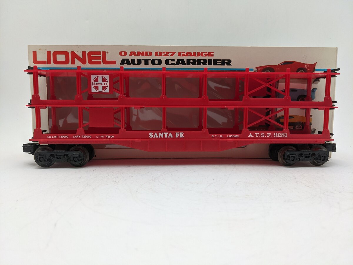 Lionel 6-9281 O Gauge Santa Fe Tri-level Auto Carrier EX/Box