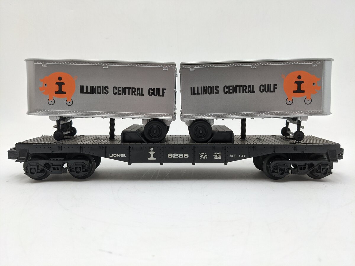 Lionel 6-9285 O Gauge Illinois Central Gulf Flatcar w/Vans EX/Box