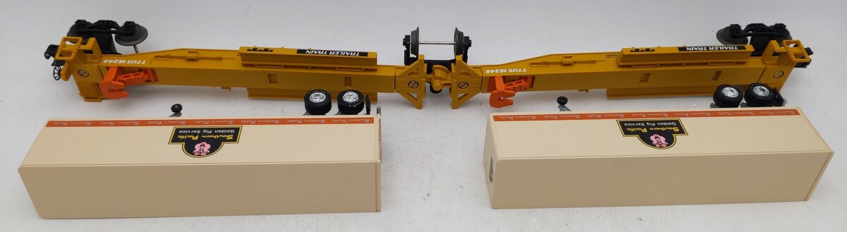 Lionel 6-16345 O TTUX Flatcar w/ Southern Pacific Trailers EX
