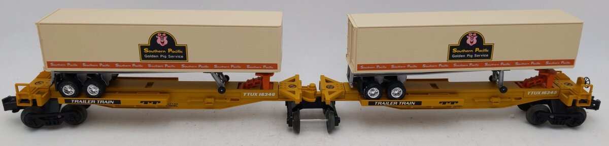 Lionel 6-16345 O TTUX Flatcar w/ Southern Pacific Trailers EX