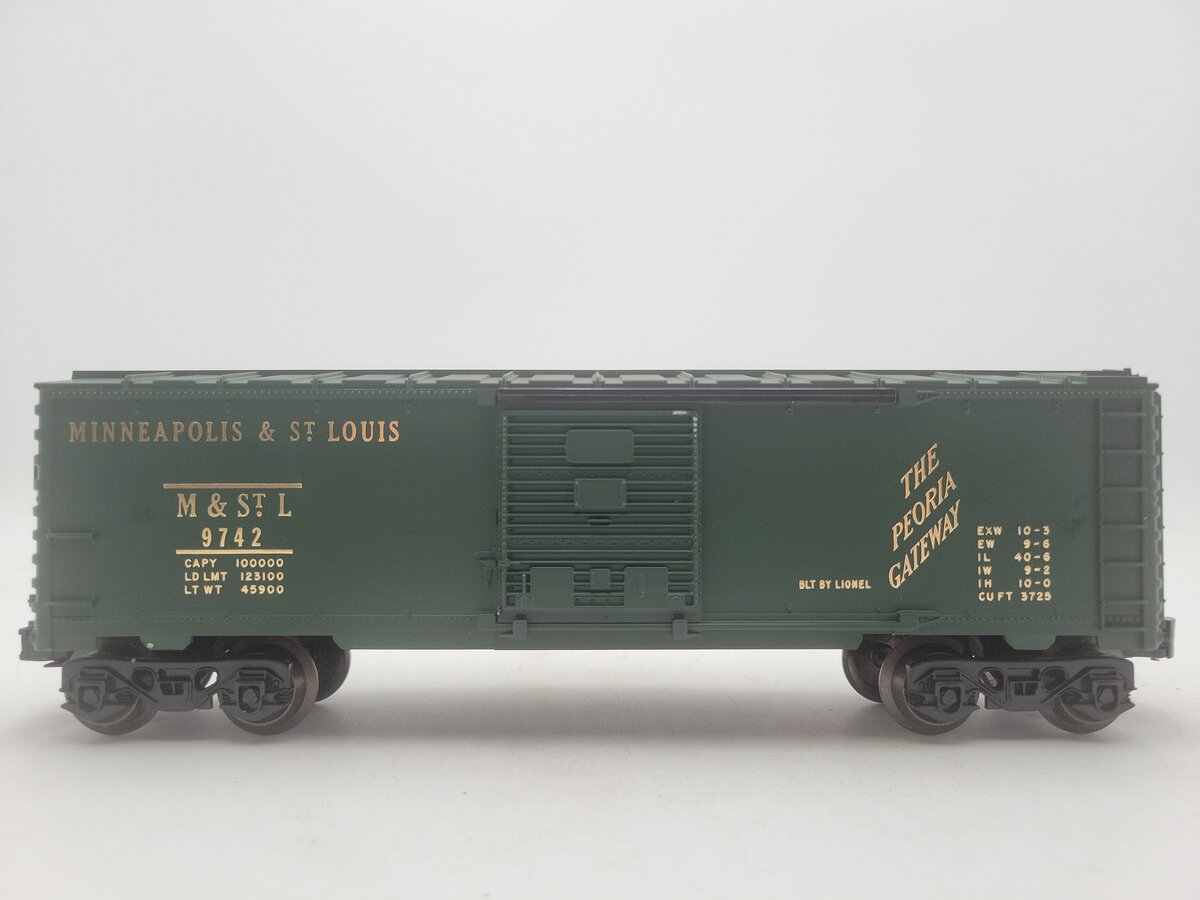 Lionel 6-9742 O Gauge Green Minneapolis & St. Louis Boxcar EX