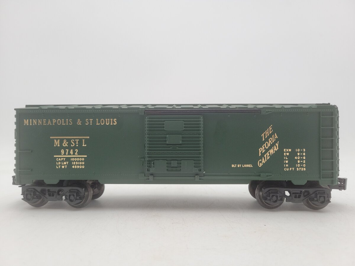 Lionel 6-9742 O Gauge Green Minneapolis & St. Louis Boxcar EX