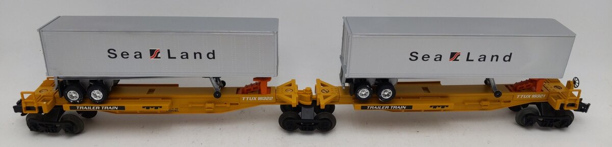 Lionel 6-16322 O Gauge TTUX Flatcar with 2 Sealand Trailers EX