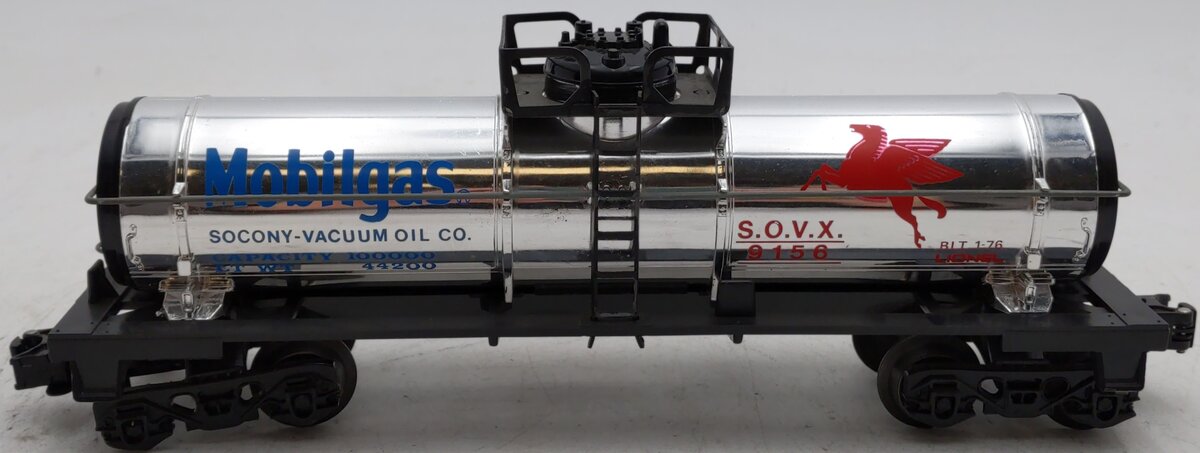 Lionel 6-9156 O Gauge Mobilgas Plated Single Dome Tank Car VG/Box