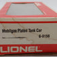 Lionel 6-9156 O Gauge Mobilgas Plated Single Dome Tank Car VG/Box