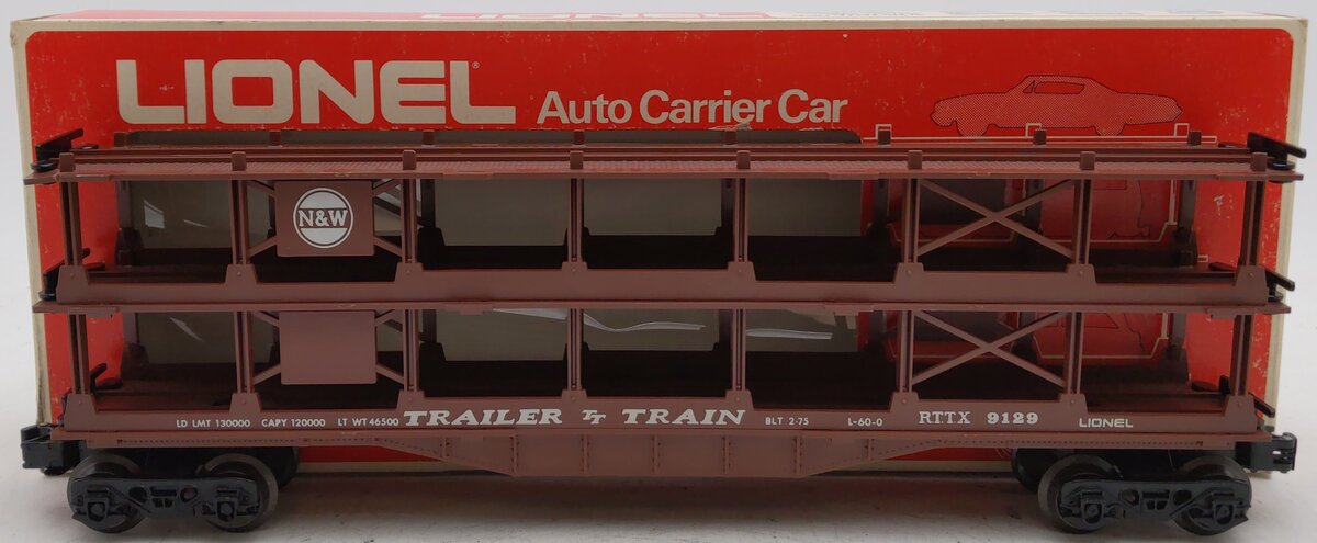 Lionel 6-9123 O Gauge Norfolk & Western 3-Tier Auto Carrier Car Brown VG/Box