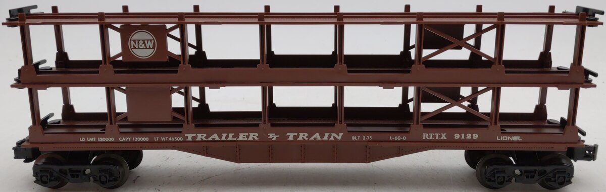 Lionel 6-9123 O Gauge Norfolk & Western 3-Tier Auto Carrier Car Brown VG/Box
