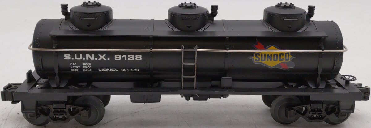 Lionel 6-9138 O Gauge Sunoco Triple Dome Black Tank Car EX/Box