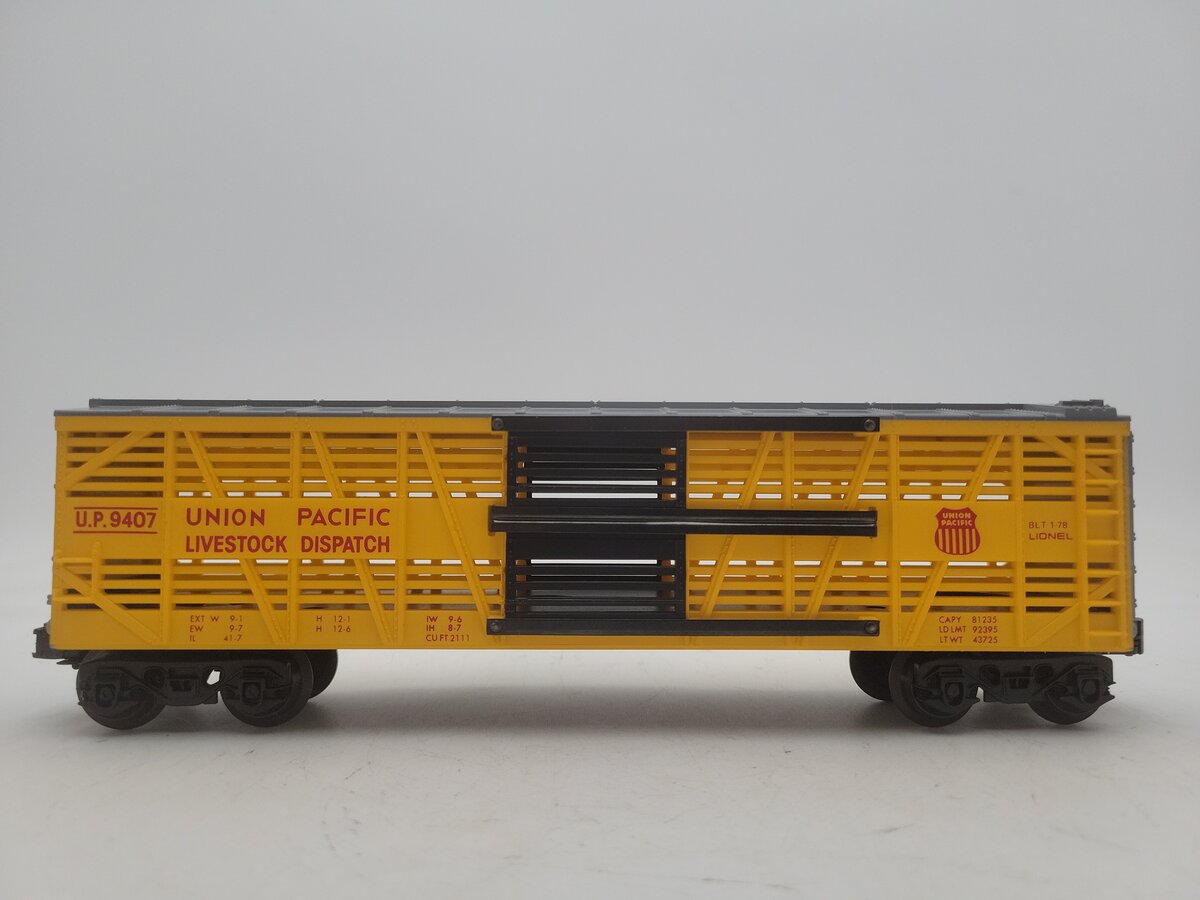 Lionel 6-9407 O Gauge Union Pacific Stock Car #9407 EX