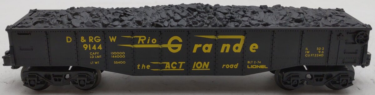 Lionel 6-9144 O Gauge Denver & Rio Grande Western Gondola w/ Coal Load #9144 LN/Box