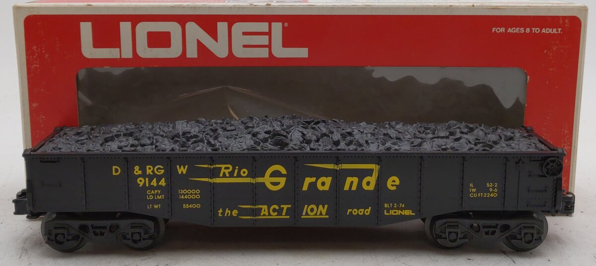 Lionel 6-9144 O Gauge Denver & Rio Grande Western Gondola w/ Coal Load #9144 LN/Box