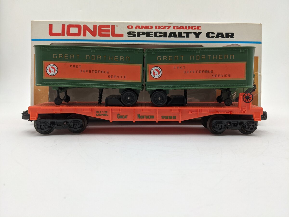Lionel 6-9282 O Gauge Great Northern Flatcar #9282 with Trailers EX/Box