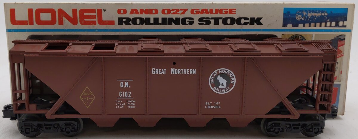 Lionel 6-6102 O Gauge Great Northern 4-Bay Covered Hopper EX/Box