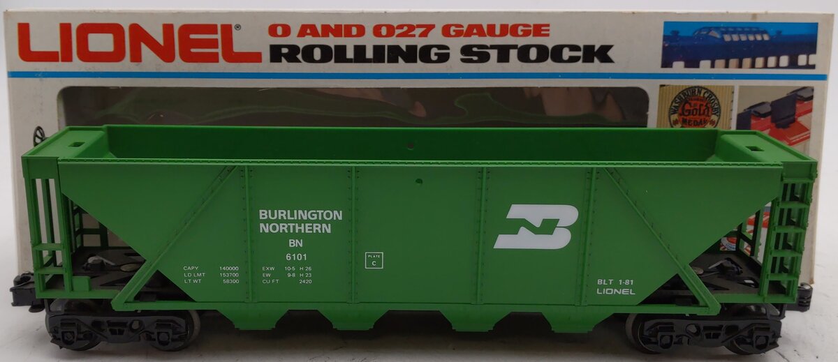 Lionel 6-6101 O Gauge Burlington Northern Uncovered Hopper LN/Box