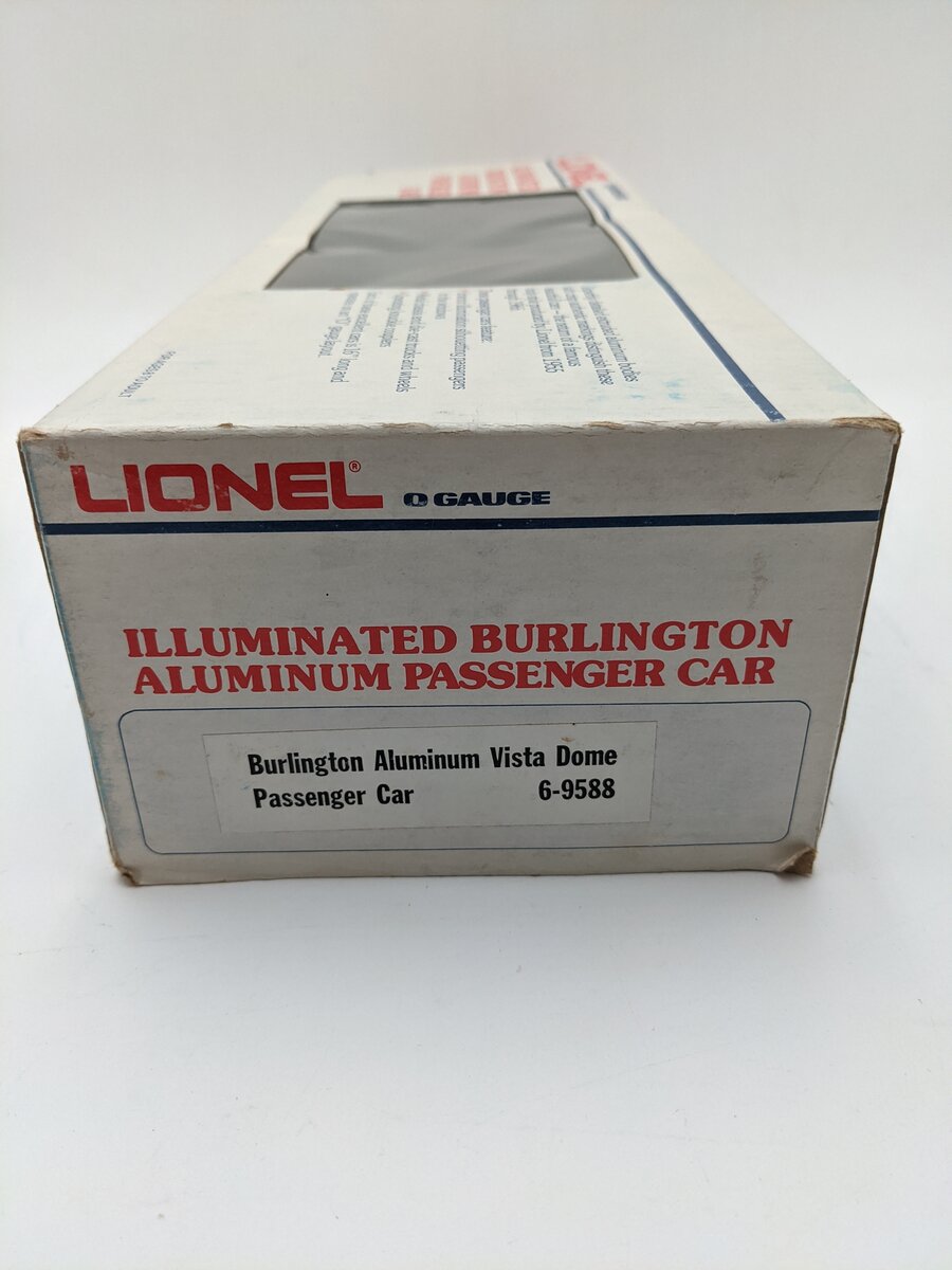 Lionel 6-9588 O Gauge Burlington Aluminum "Silver Dome" Vista Dome Passenger Car EX/Box