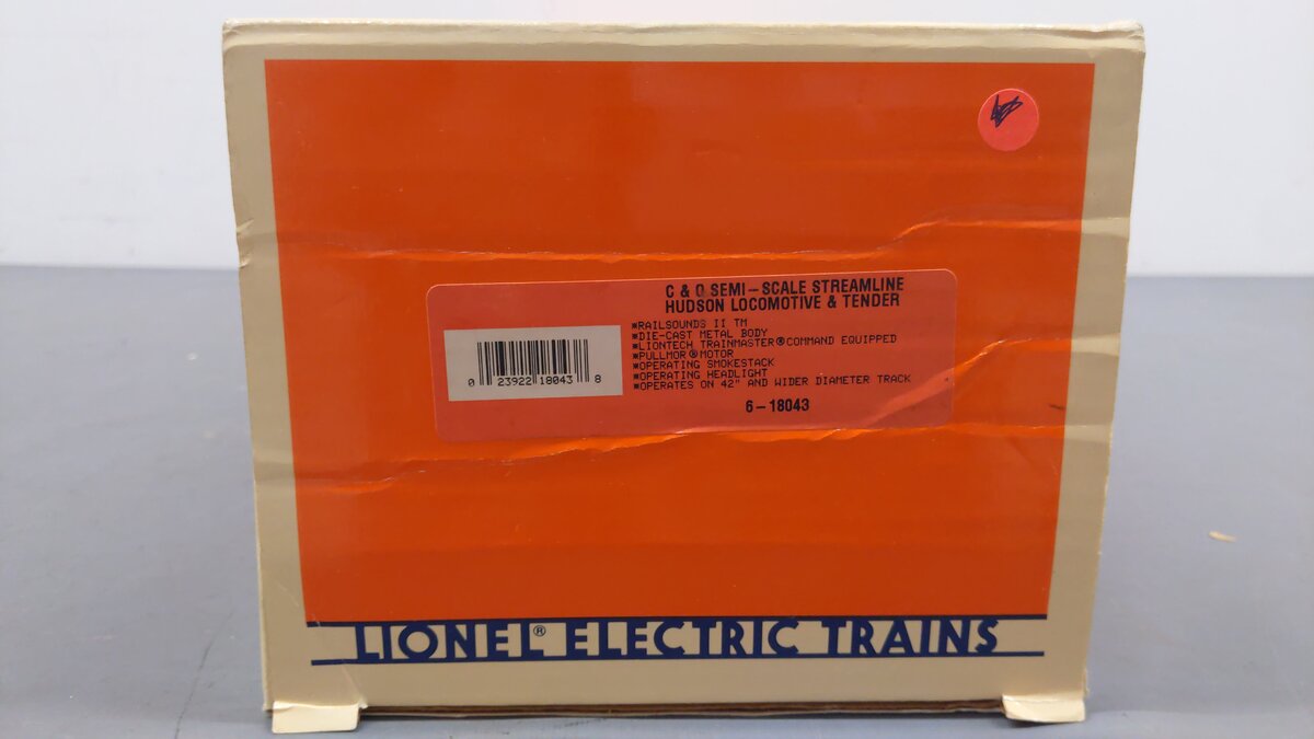 Lionel 6-18043 O Chesapeake & Ohio Streamlined Hudson & Tender #490 with RSII VG/Box