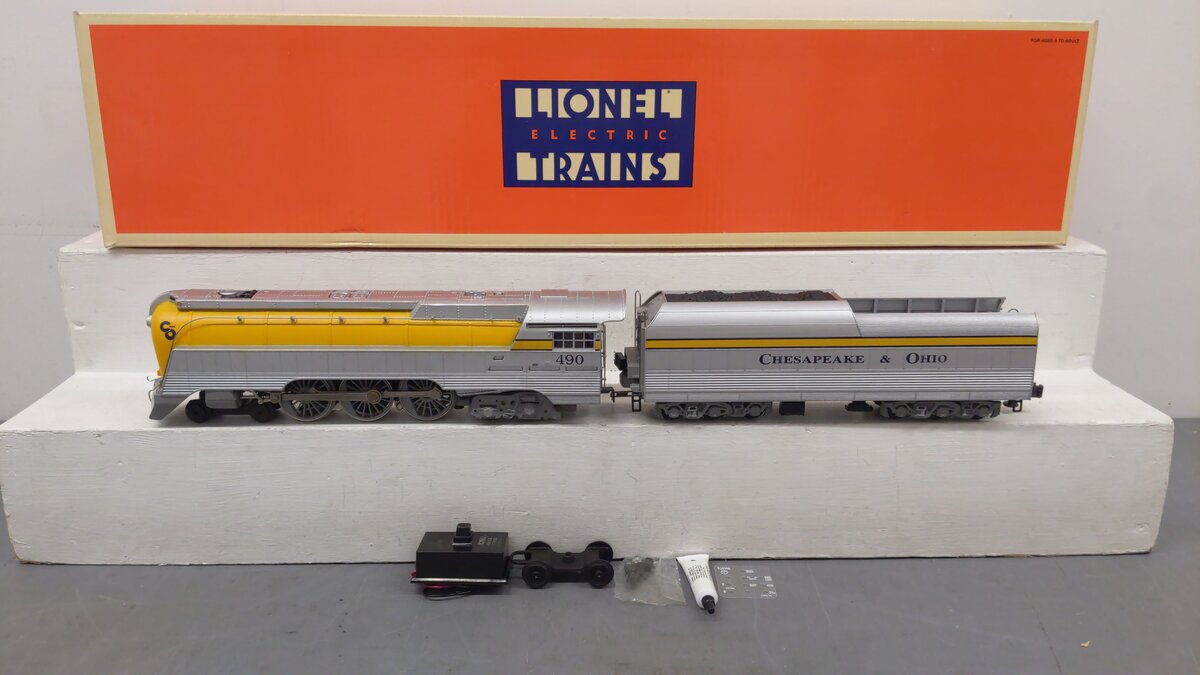 Lionel 6-18043 O Chesapeake & Ohio Streamlined Hudson & Tender #490 with RSII VG/Box