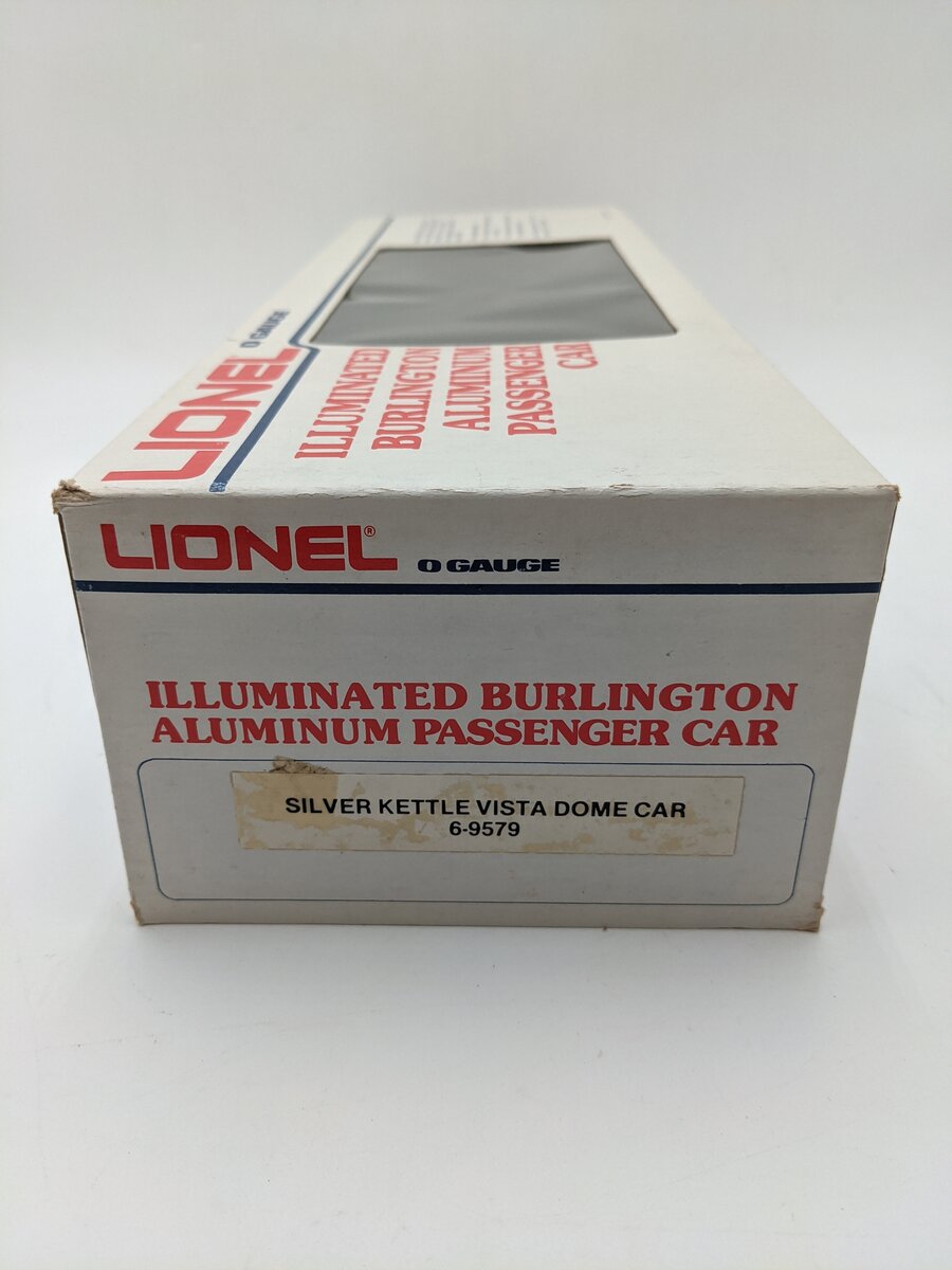 Lionel 6-9579 O Gauge Burlington "Silver Kettle" Aluminum Vista Dome Car EX/Box