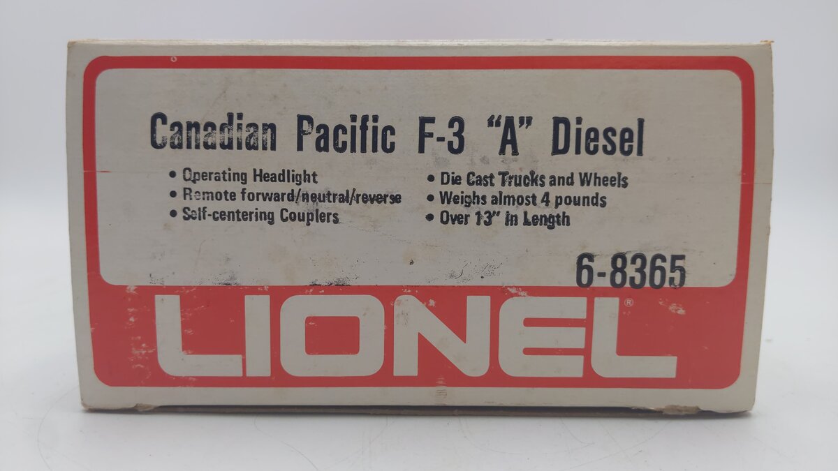 Lionel 6-8365 O Canadian Pacific F3 A Powered Diesel Locomotive EX/Box