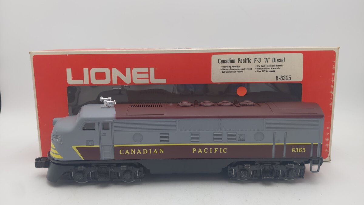 Lionel 6-8365 O Canadian Pacific F3 A Powered Diesel Locomotive EX/Box