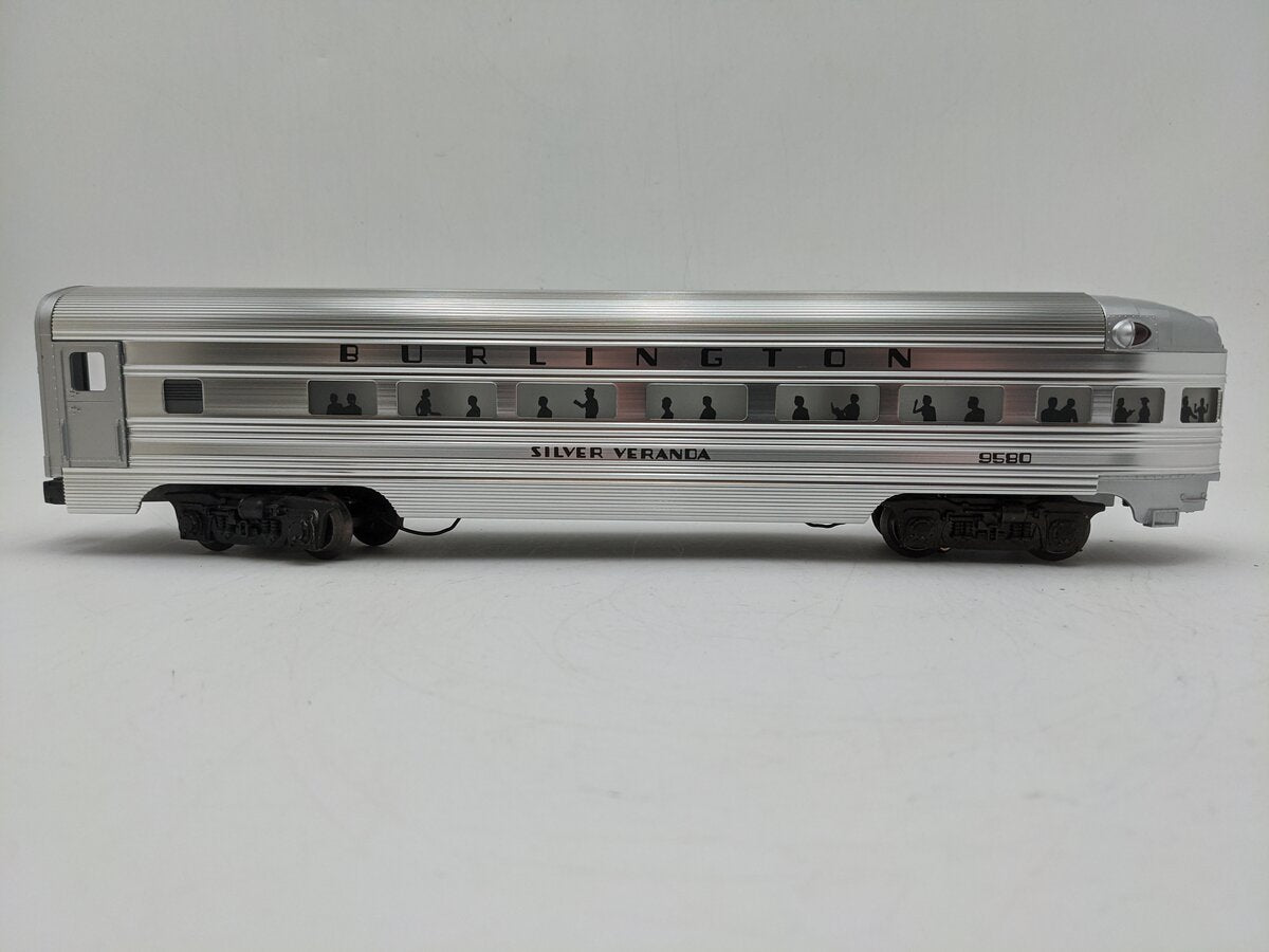 Lionel 6-9580 O Gauge Burlington Aluminum "Silver Veranda" Observation Car EX/Box