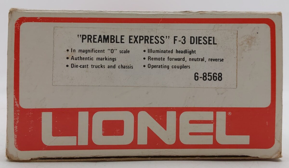 Lionel 6-8568 O Gauge Preamble Express F3 A Diesel Locomotive #8568 LN/Box