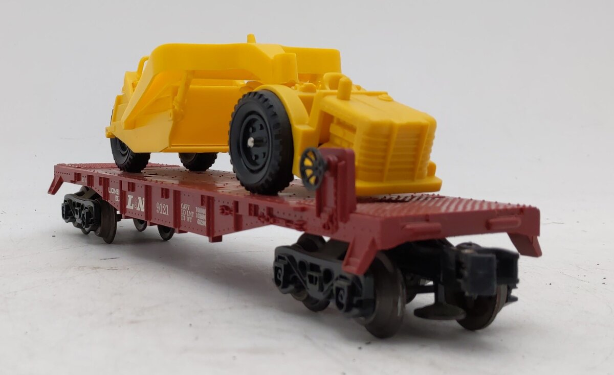 Lionel 6-9121 Louisville & Nashville Flatcar with Dozer & Scraper EX