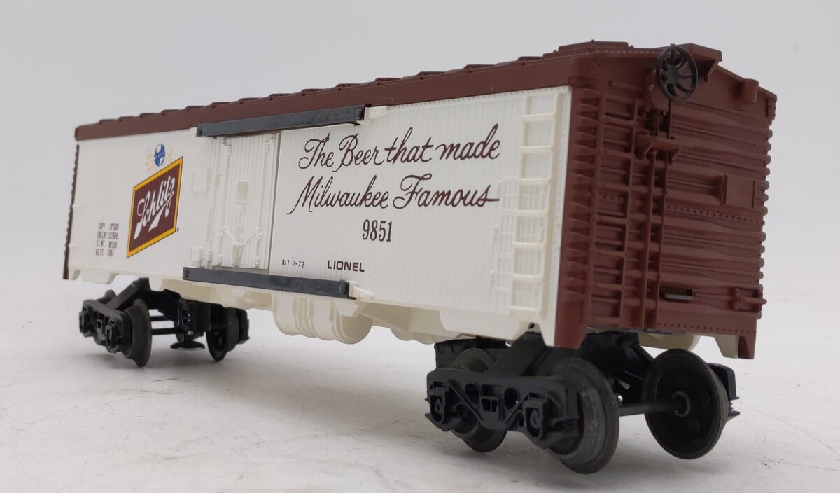 Lionel 6-9851 O Gauge Schlitz Billboard Reefer Car #9851 EX