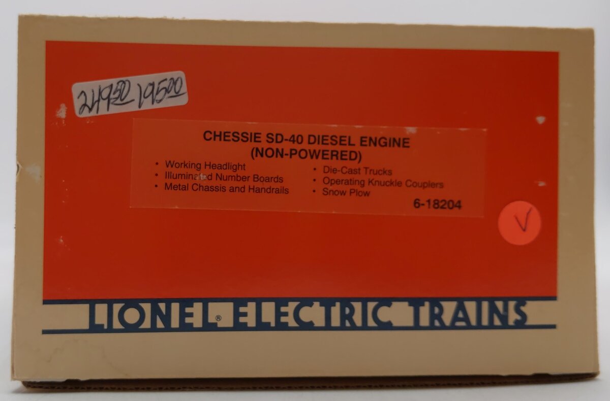 Lionel 6-18204 O Gauge Chessie System SD40 Non-Powered Diesel Locomotive #8204 LN/Box