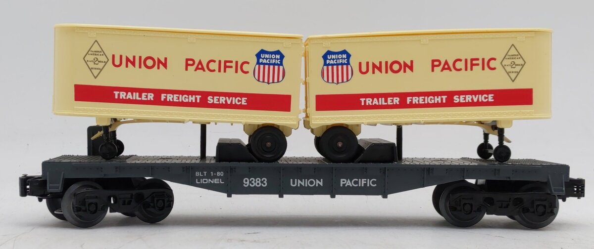 Lionel 6-9383 O Gauge Union Pacific FAR Piggyback Flatcar w/ Trailers LN