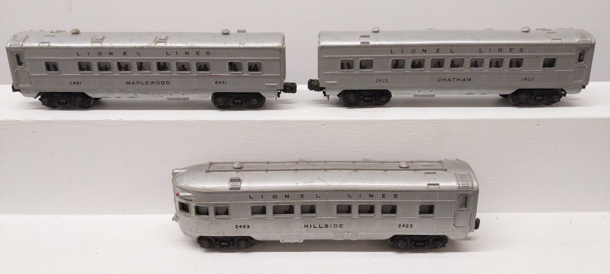 Lionel 2421S Vintage O Lionel Lines 2421, 2422, 2423 Passenger Cars: (Set of 3) VG