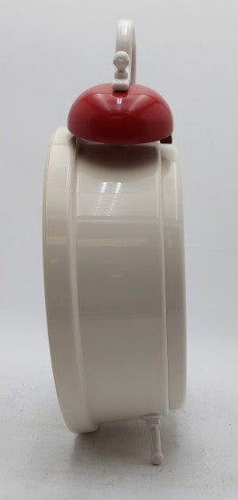 LGB White and Red Battery Operated Alarm Clock w/ Plastic Handle LN