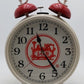 LGB White and Red Battery Operated Alarm Clock w/ Plastic Handle LN
