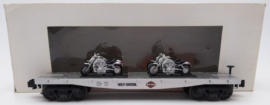 MTH 30-4131B O Gauge Harley-Davidson Flat Car with 4 V-Rod Bikes EX/Box