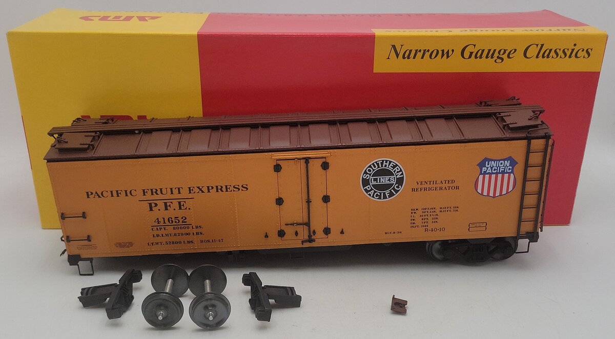 AMS AM32-503 G Scale Narrow Gauge PFE Doubel Herald Refrigerator Car #41652 VG/Box