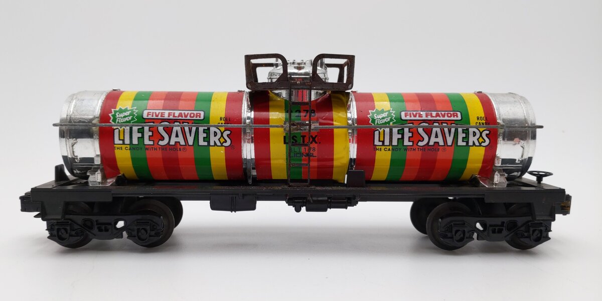 Lionel 6-9278 O Gauge Lifesavers Chrome Plated Single Dome Tank Car VG