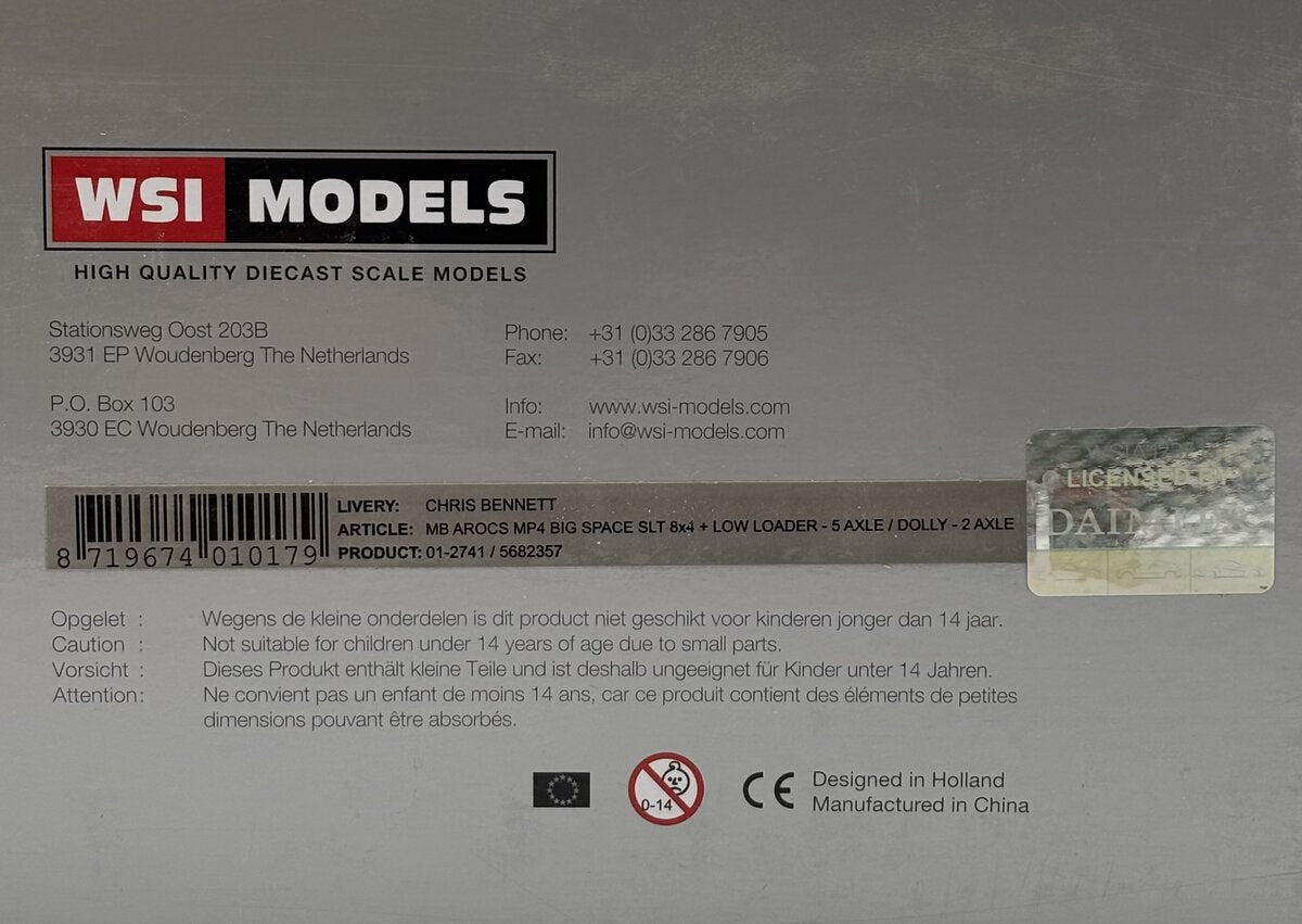 WSI 01-2741 1:50 Chris Bennett MB Arocs MP4 Big Space SLT 8x4 + Low Loader LN/Box