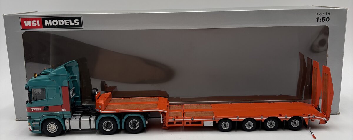 WSI 01-1850 1:50 Gruber Scania Streamline Highline 6x4 + Semi Low loader-4 Axle LN/Box
