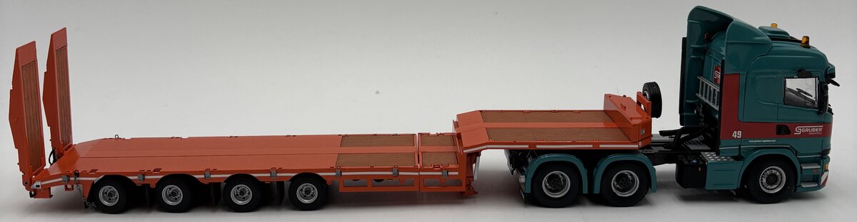 WSI 01-1850 1:50 Gruber Scania Streamline Highline 6x4 + Semi Low loader-4 Axle LN/Box