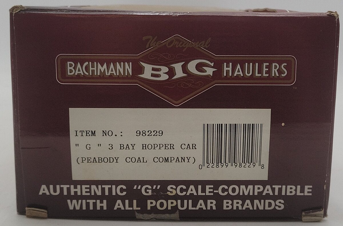 Bachmann 98229 G Scale Peabody 3-Bay Hopper w/ Coal Load #6687 EX/Box
