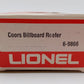 Lionel 6-9866 O Gauge Coors Beer Billboard Reefer Car #9866 EX/Box