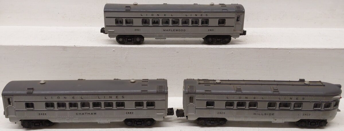 Lionel 2421S Vintage O Lionel Lines 2421, 2422, 2423 Passenger Cars: (Set of 3) VG