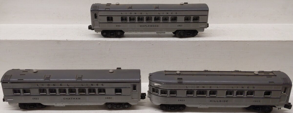 Lionel 2421S Vintage O Lionel Lines 2421, 2422, 2423 Passenger Cars: (Set of 3) VG