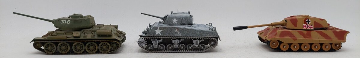Corgi 1:48 Assorted Military Tanks Sherman, King Tiger, T34 Medium Tank [3] EX