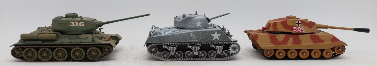 Corgi 1:48 Assorted Military Tanks Sherman, King Tiger, T34 Medium Tank [3] EX