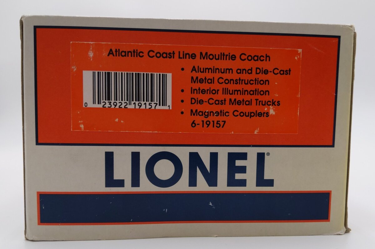 Lionel 6-19157 O Gauge Atlantic Coast Line Aluminum "Moultrie" Coach Car EX/Box