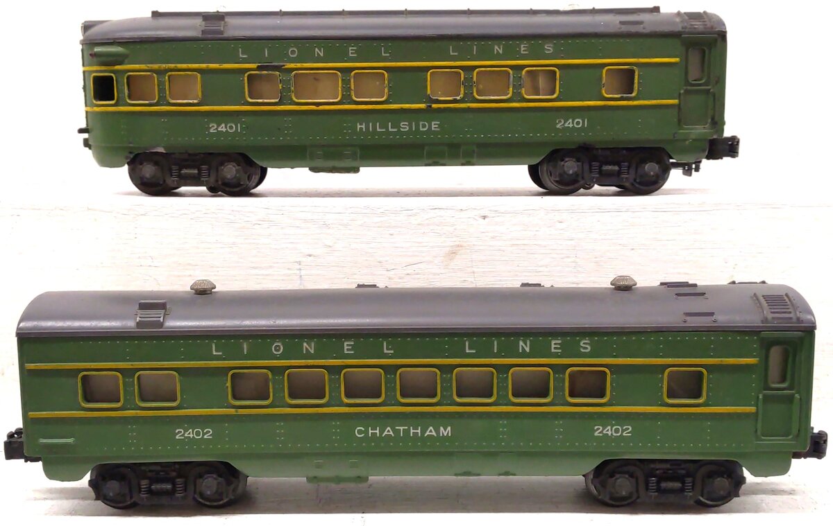Lionel Vintage O Gauge Postwar Green/Gray Passenger Cars: 2401, 2402 [2]