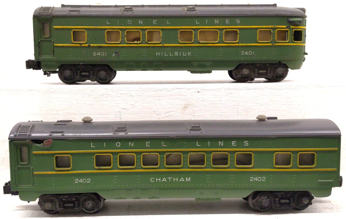 Lionel Vintage O Gauge Postwar Green/Gray Passenger Cars: 2401, 2402 [2]