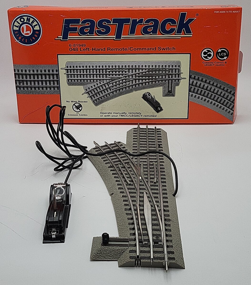 Lionel 6-81949 O Gauge O48 FasTrack Remote Left Hand Switch Turnout EX/Box