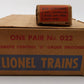 Lionel O22 Vintage O Left-Hand & Right-Hand Remote Control Switches (Pair of 2) VG/Box